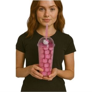 Hello Kitty Pink 20oz Tumbler & Plush Spa Headband Set – Brand New